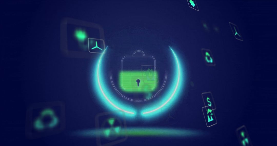 Abstract Cybersecurity and Data Protection Concept with Lock Icon