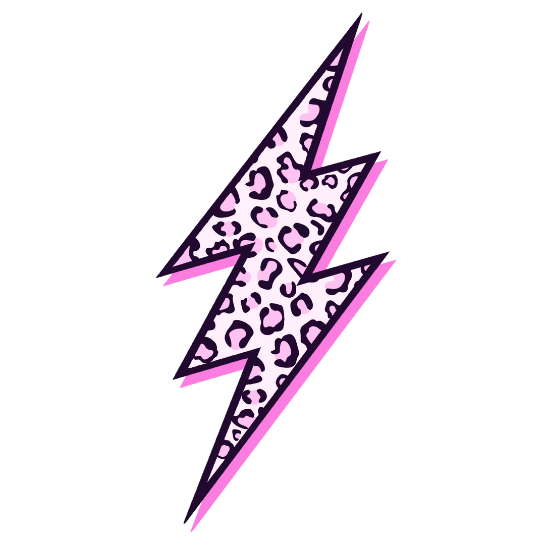 Trendy Leopard Print Lightning Bolt on Transparent Background