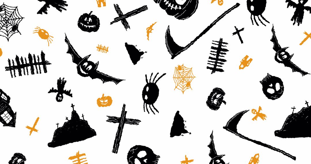 Halloween Symbols Pattern with Bats and Pumpkins