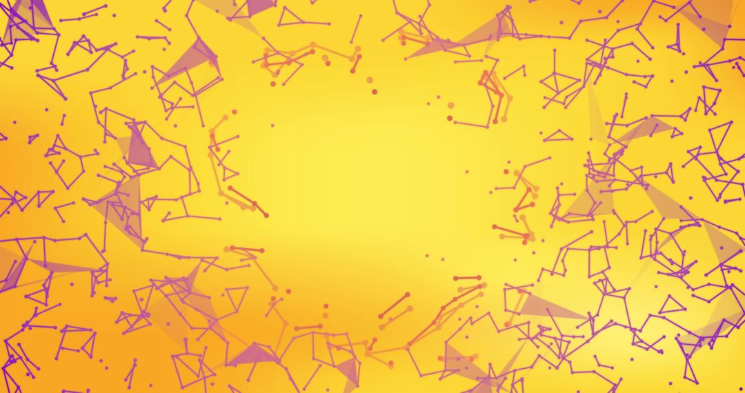 Abstract Network of Pink Lines on Yellow Background