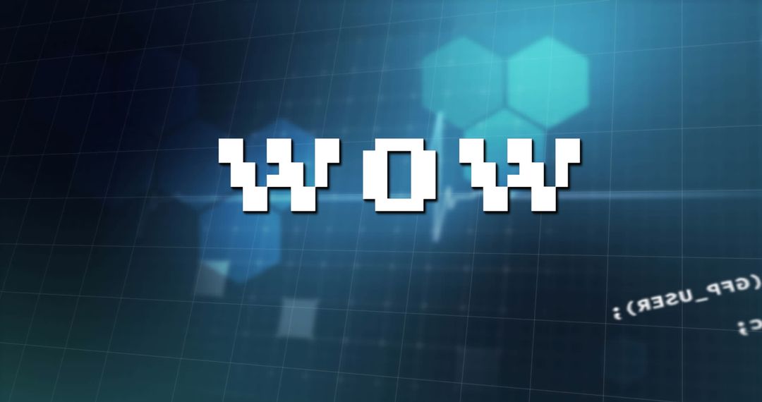 Wow Text Overlay on Digital Data Background