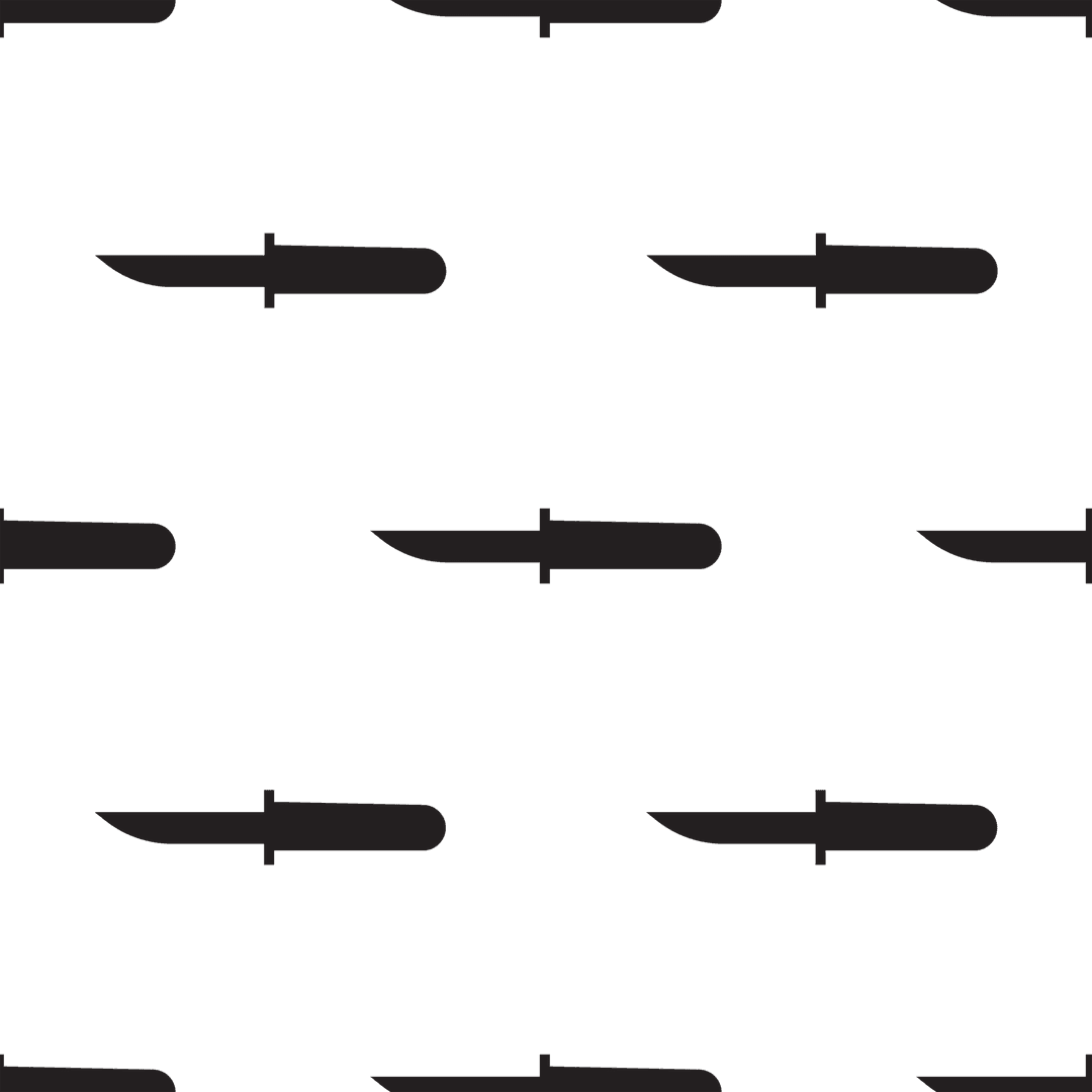 Seamless Pattern with Black Knives on Transparent Background