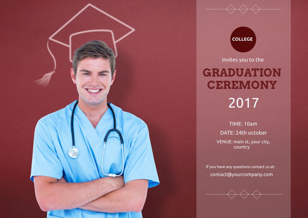 Medical Professional Smiling at Graduation Ceremony Invitation