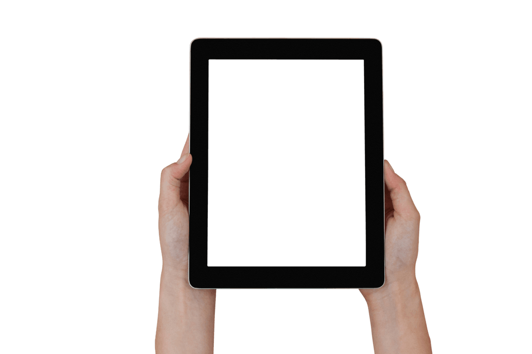 Transparent Background Digital Tablet in Hand Concept