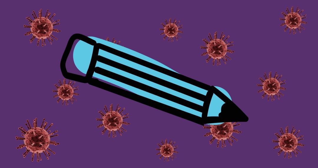 Abstract Digital Art with Pencil and Virus Icons