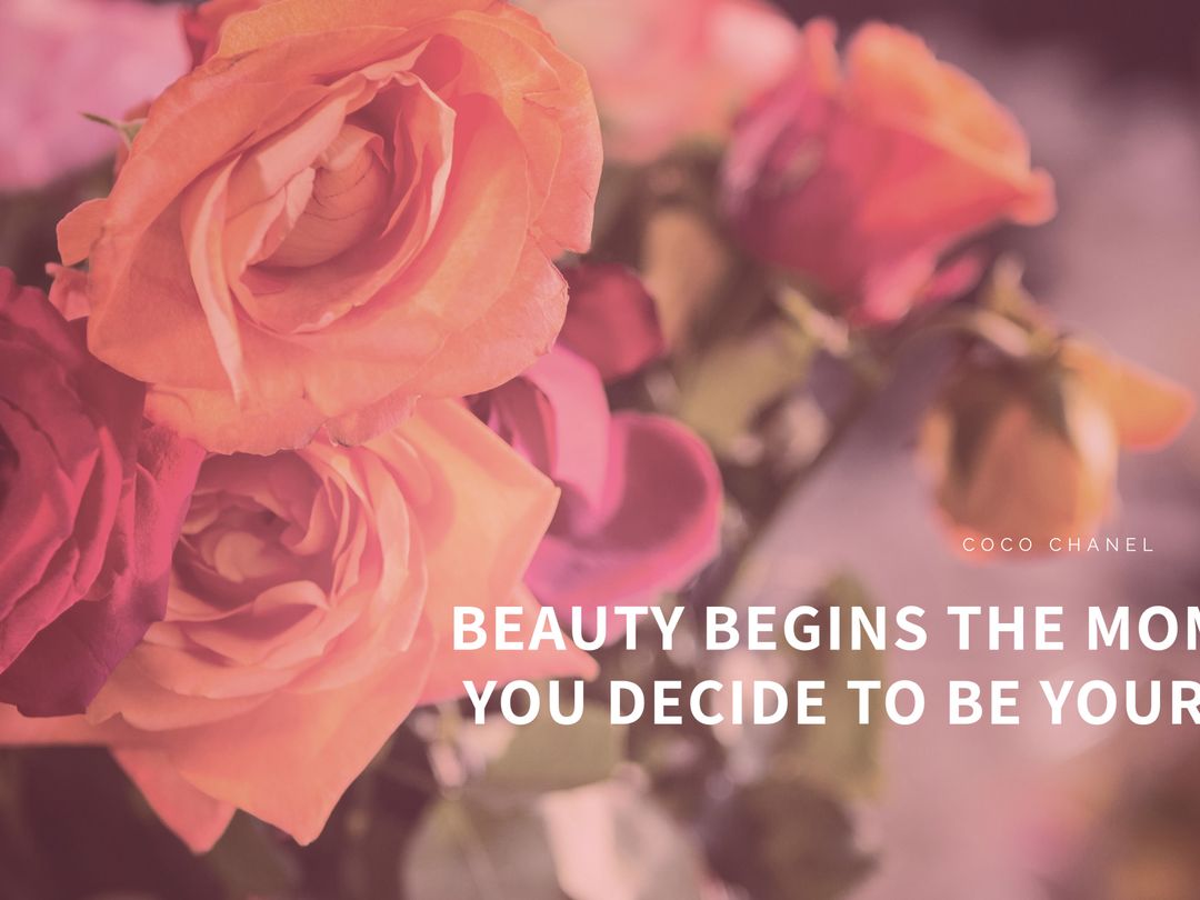 Inspirational Quote with Colorful Rose Bouquet