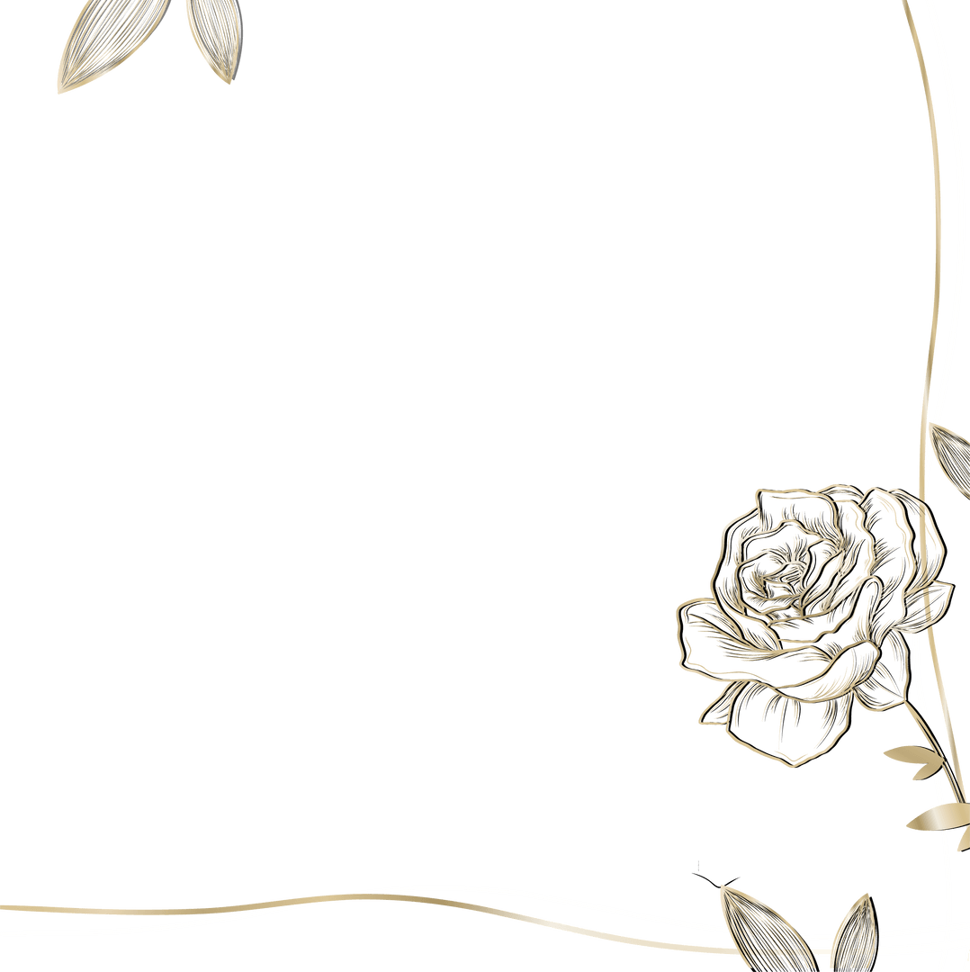 Ornate Floral Gold Frame with Transparent Center and Rose