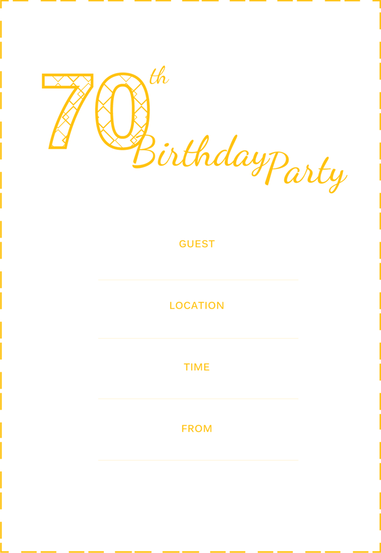 Transparent 70th Birthday Party Invitation in Yellow - Download Free Stock Images Pikwizard.com