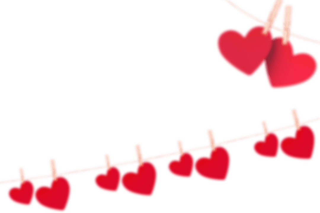Valentine's Hearts on Clothesline Transparent Background