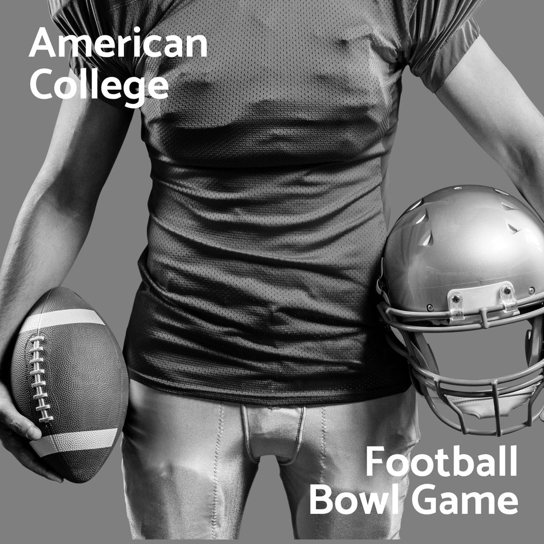 Caucasian Male College Football Player Holding Helmet and Ball - Download Free Stock Templates Pikwizard.com