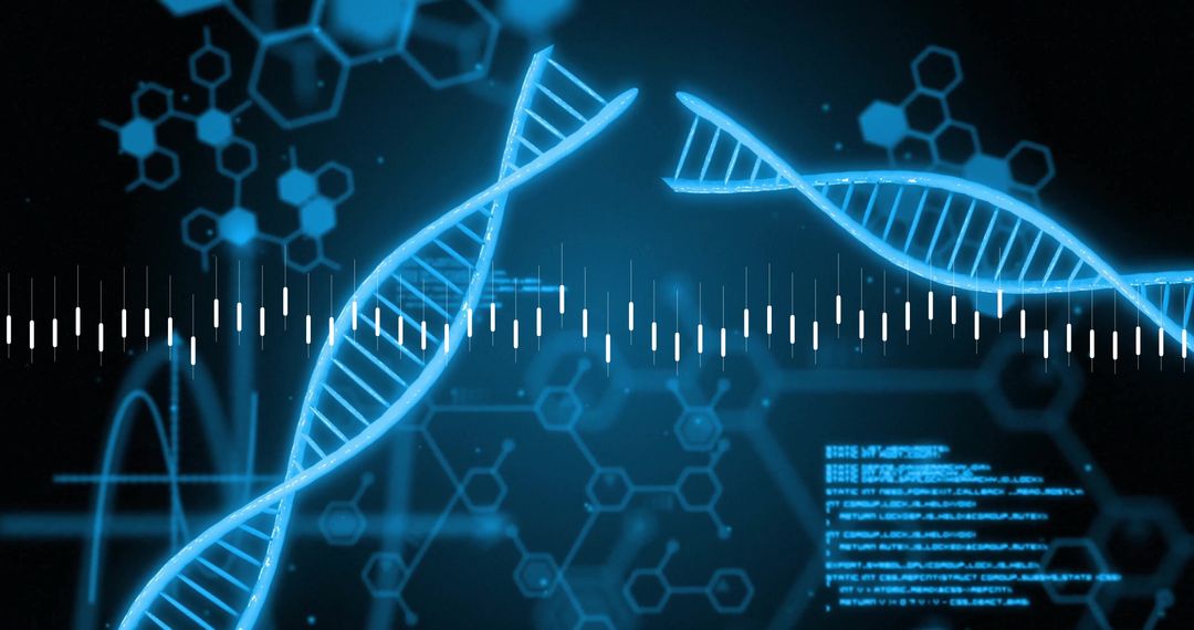 Futuristic Biotechnology Concept with DNA and Data Elements