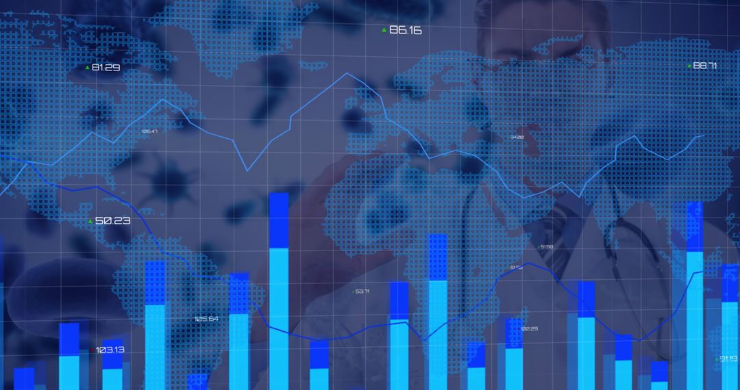 Global Financial Data Analysis with Graphs and World Map Overlay