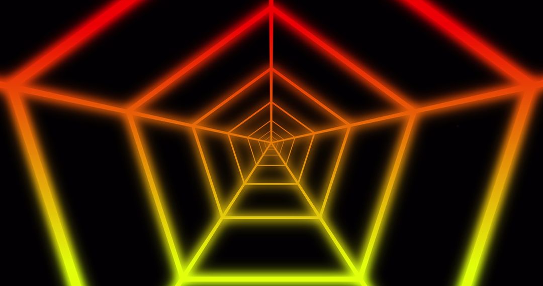Colorful Neon Geometric Tunnel Illusion with Abstract Lines
