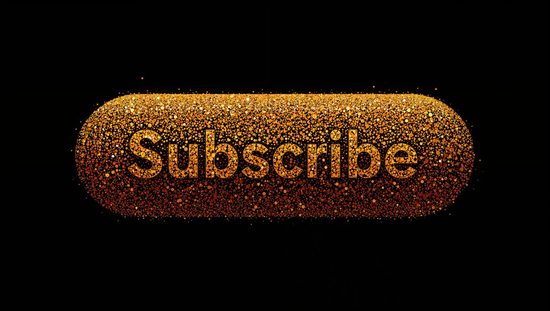 Glittering Gold Subscribe Button Floating on Deep Black Background