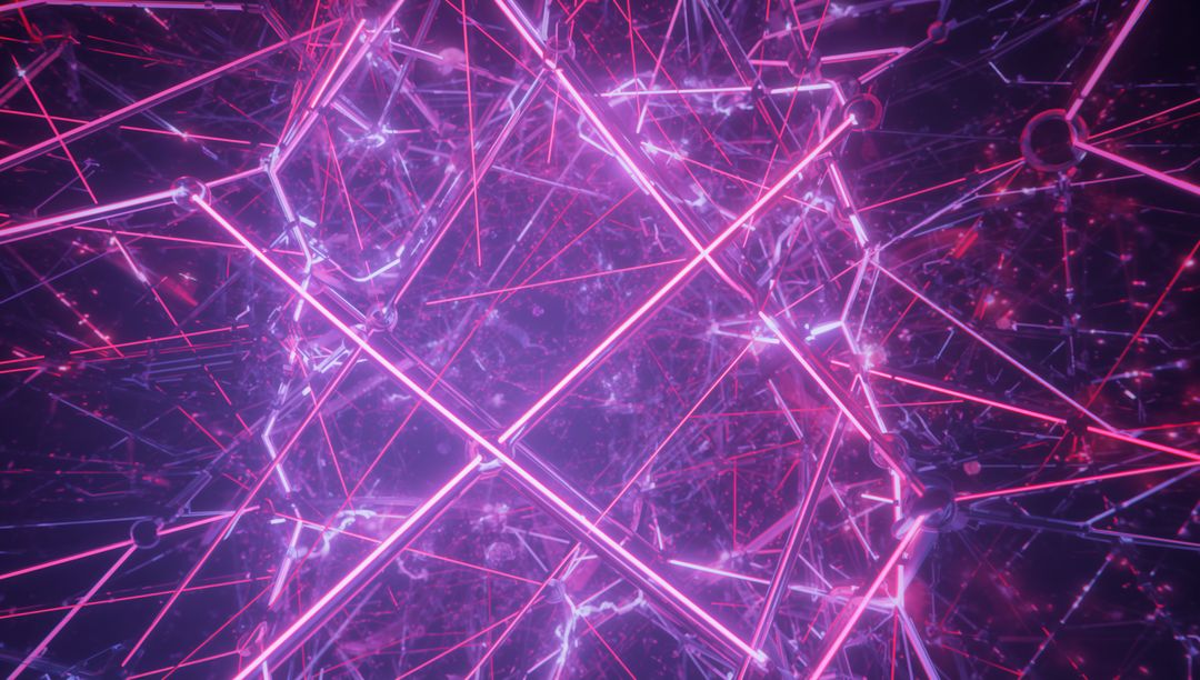 Futuristic Neon Grid Shaping Digital Web of Connection