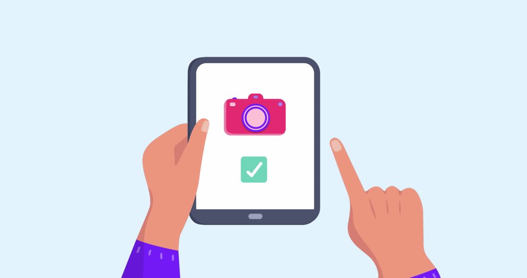 Hands Using Tablet with Travel Icons for Digital Planning