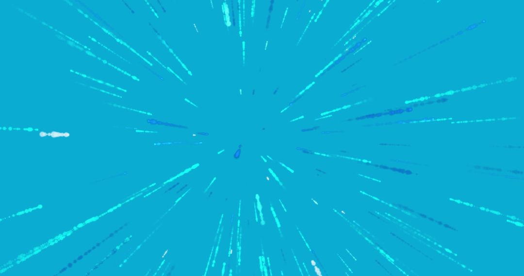 Abstract Blue Light Trails on Solid Cyan Background