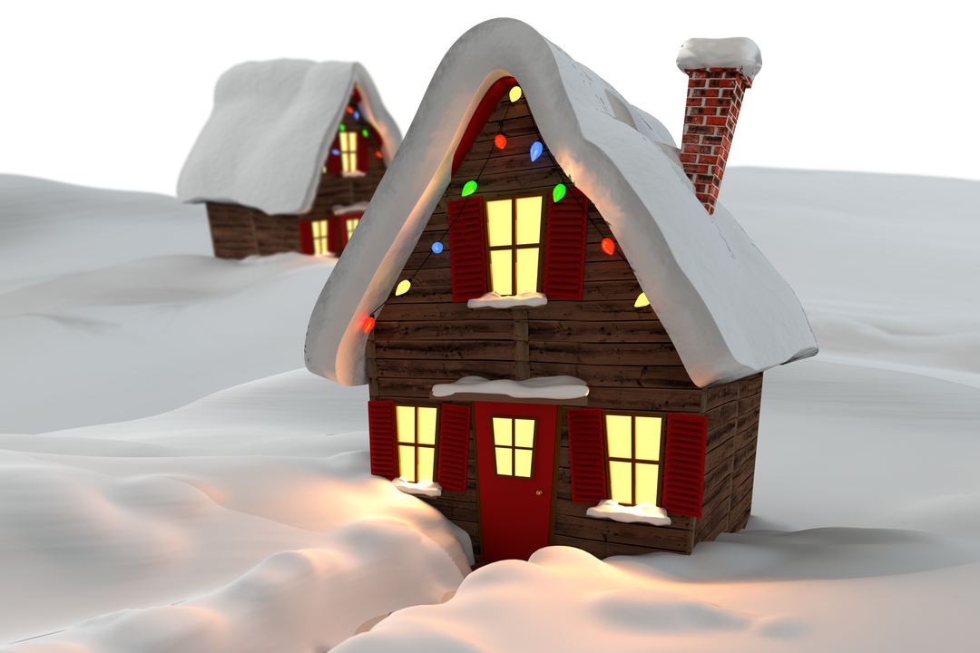 Transparent Christmas Houses Blanketed in Snow with Colorful Lights - Download Free Stock Images Pikwizard.com