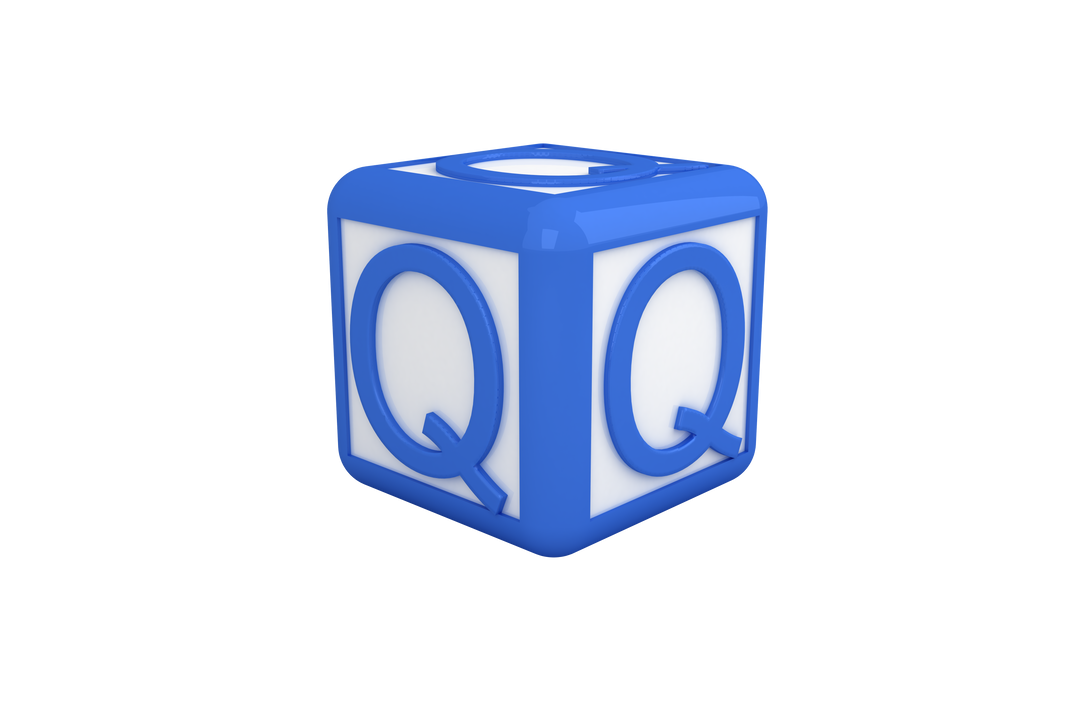 3D Blue and White Q Letter Cube on Transparent Background - Download Free Stock Images Pikwizard.com