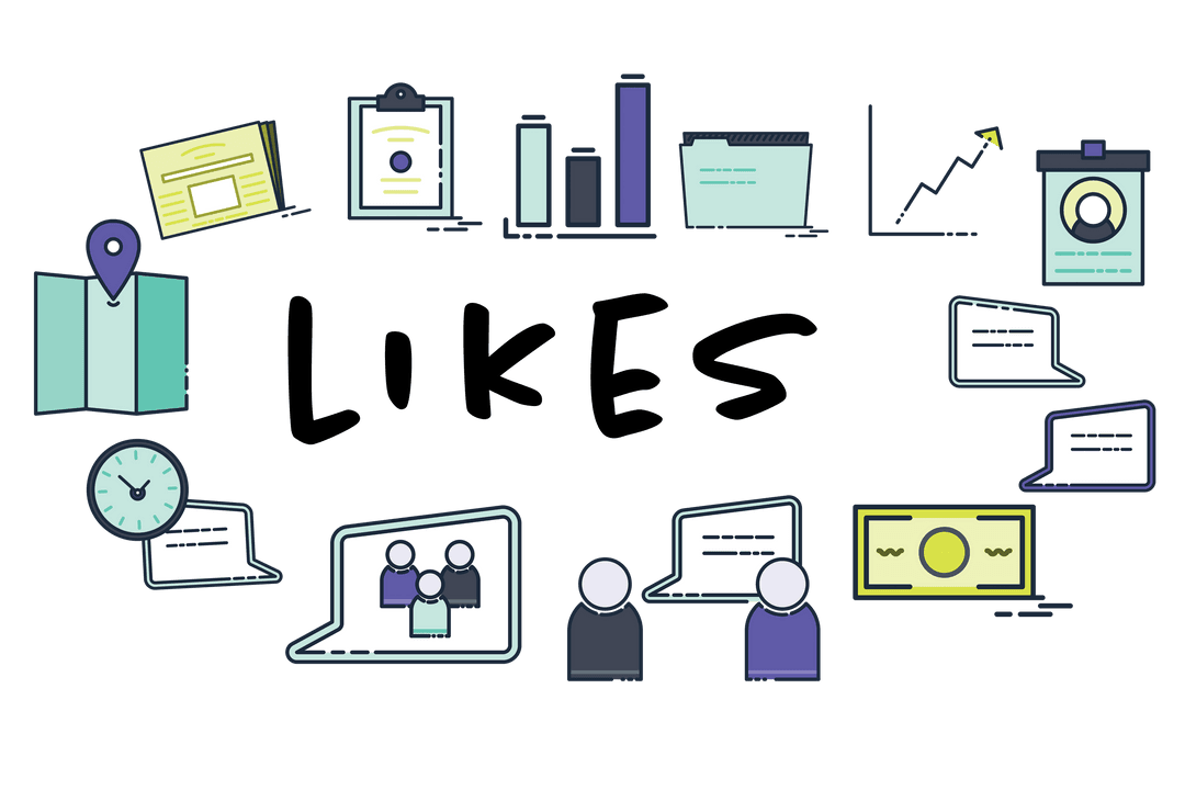 Business Collaboration Icons on Transparent Background