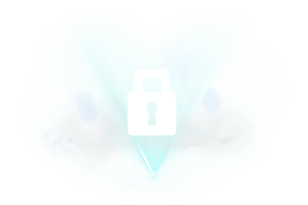 Transparent Padlock of Light with Colorful Cloud Effect