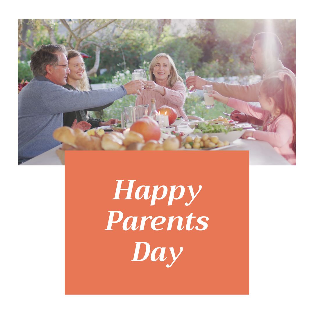 Happy Parents Day: Family Toasting at Outdoor Dinner