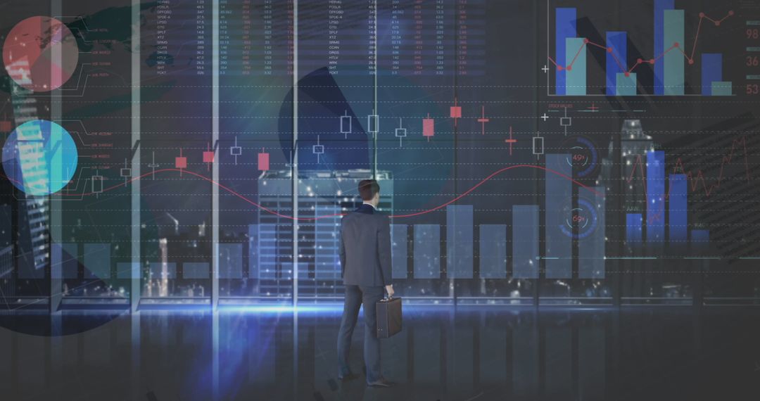 Businessman Analyzing Virtual Financial Data Trends
