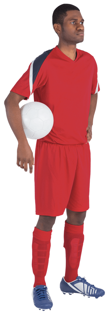Transparent Athletically Clothed Football Player Holding Ball