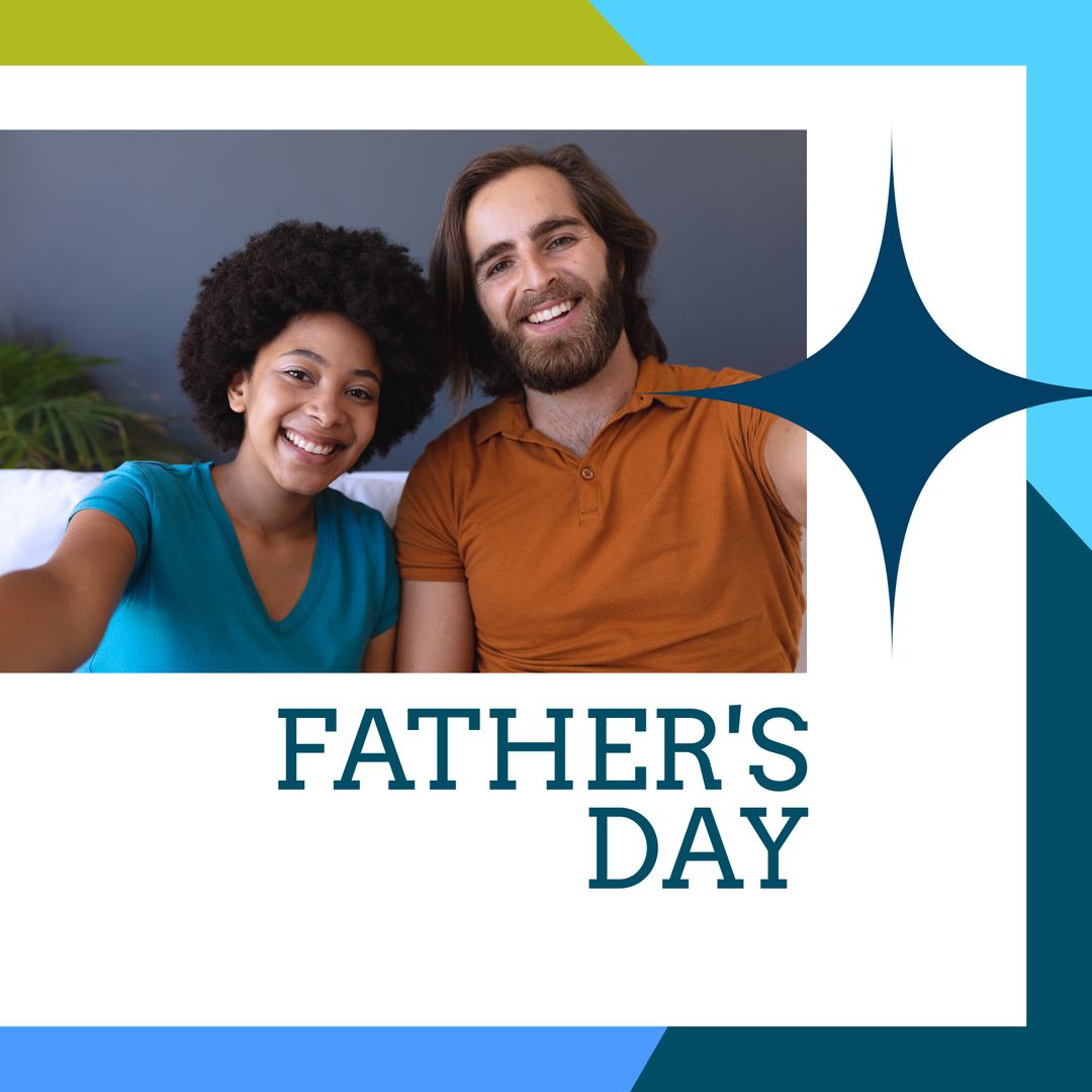 Father's Day Celebration with Happy Multiracial Couple