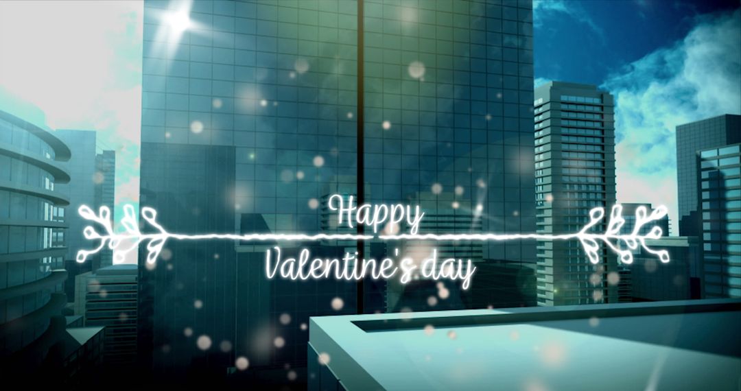 Valentine's Day Message Amidst Urban Skyline