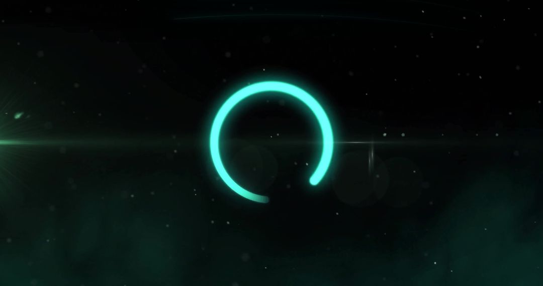 Glowing Digital Circle with Particle Effects on Dark Background