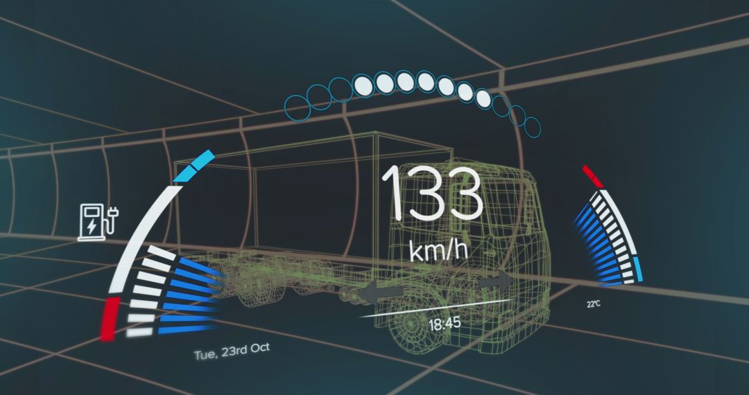 Futuristic Truck Dashboard Interface Concept with Digital Metrics - Free Images, Stock Photos and Pictures on Pikwizard.com