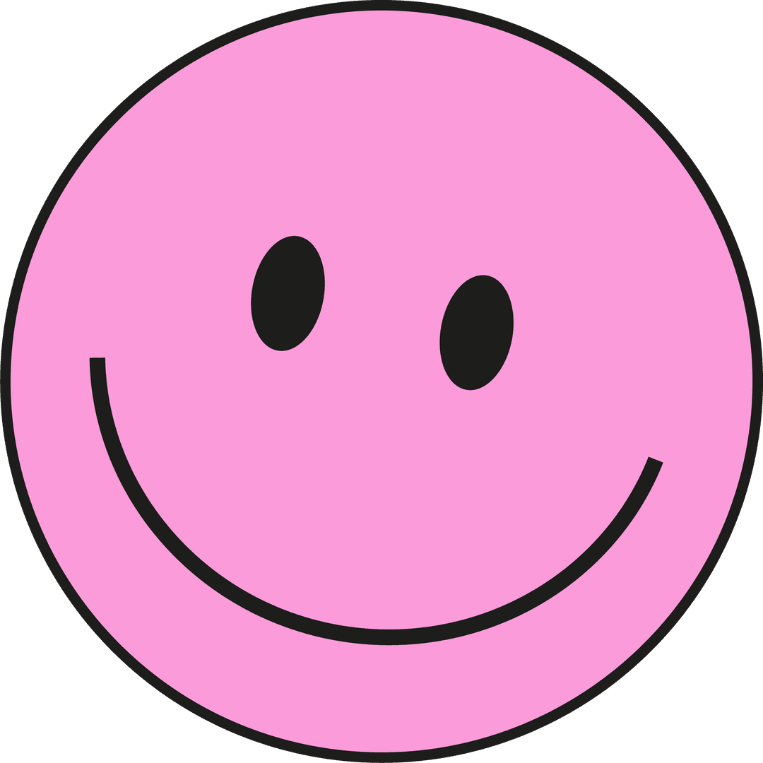 Pink Smiley Face Icon on Transparent Background for Graphic Design