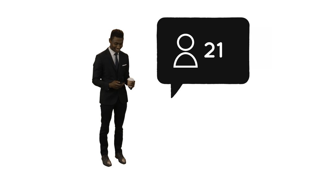 Businessman Checking Phone with Social Notifications