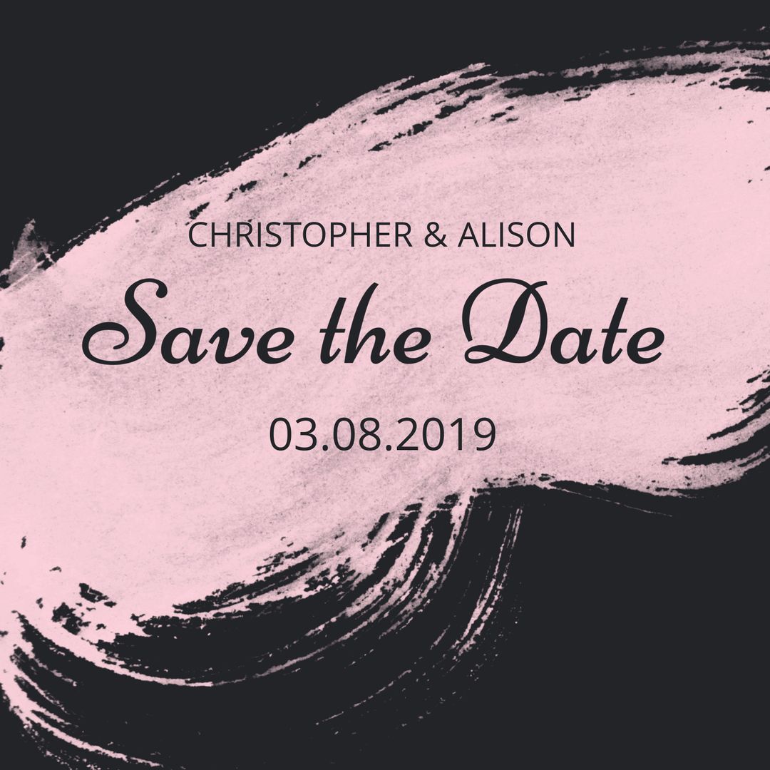 Elegant Save the Date Wedding Announcement with Brushstroke Design - Download Free Stock Templates Pikwizard.com