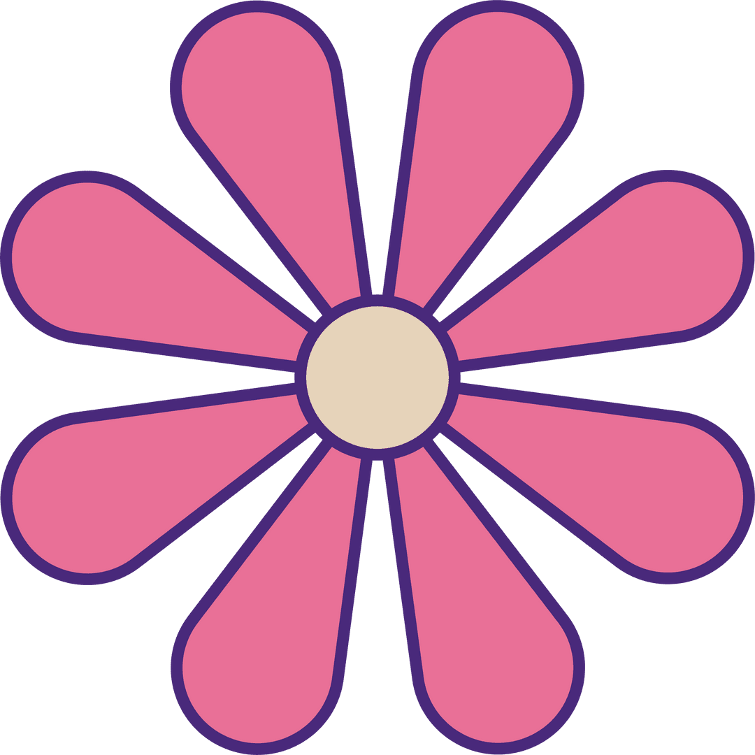 Minimalistic Pink Flower Floating on Transparent Background