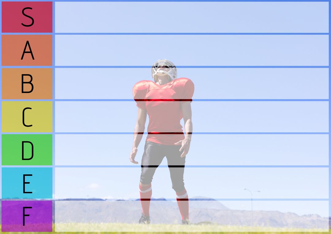 Football Player Overlaid with Performance Grading Scale - Download Free Stock Templates Pikwizard.com