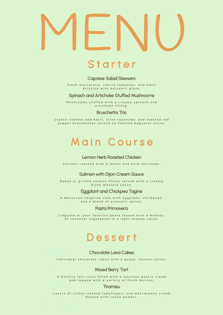 Minimalist Elegant Menu Design with Soft Color Palette - Download Free Stock Templates Pikwizard.com