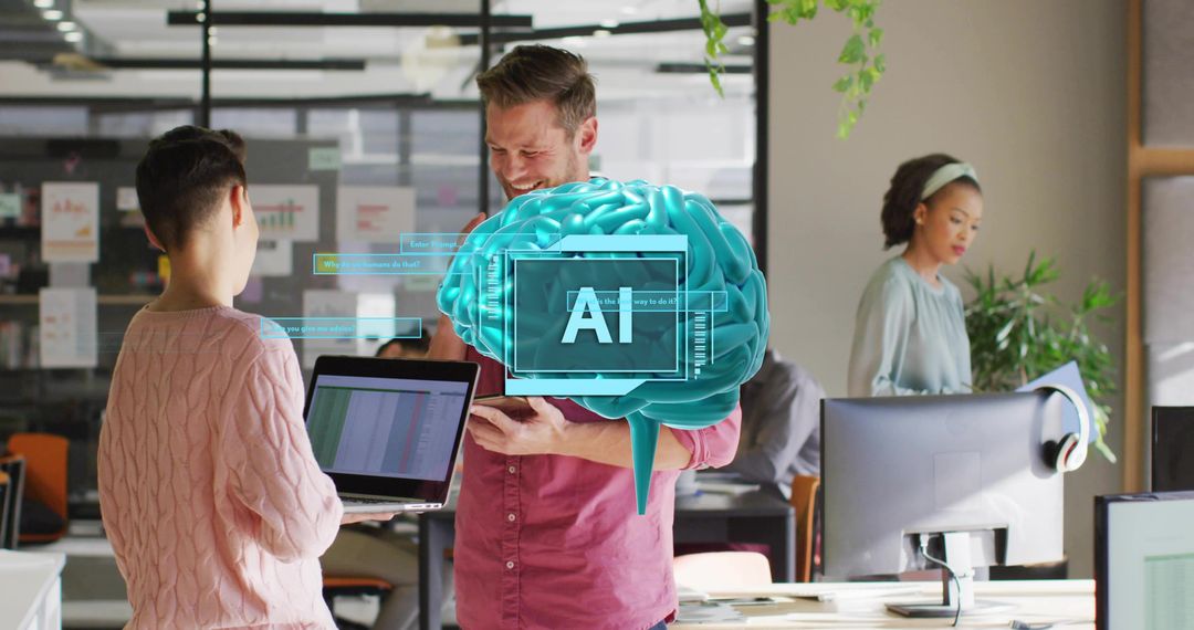 Business Professionals Collaborating in Open Office Environment