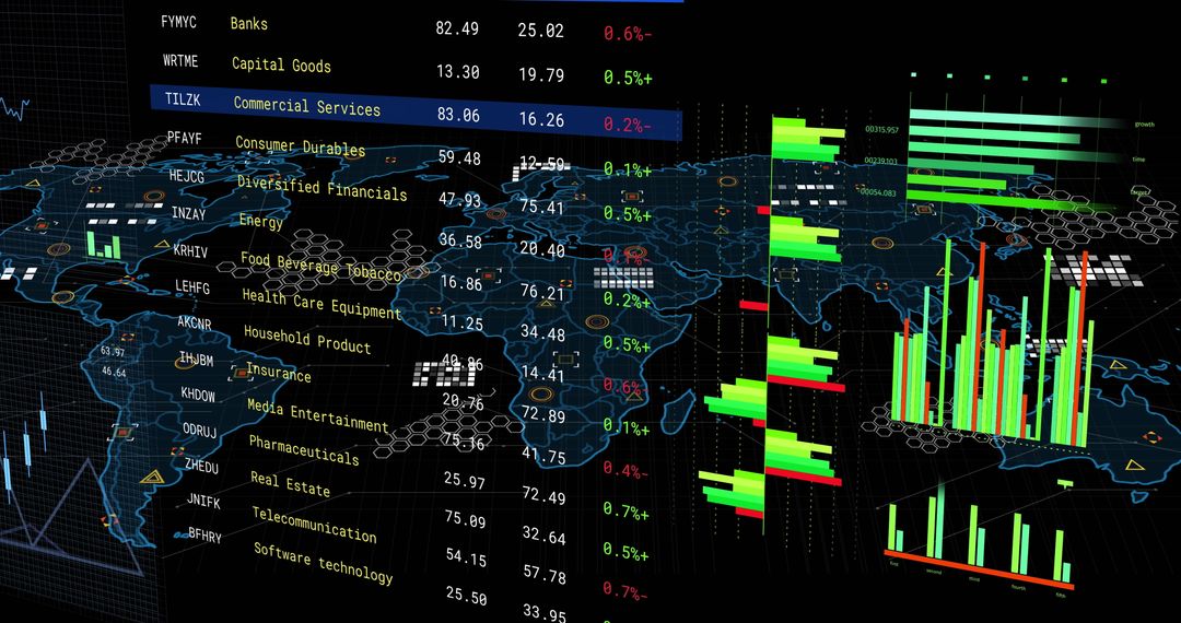 Global Financial Data Analytics with World Map and Graphs - Free Images, Stock Photos and Pictures on Pikwizard.com