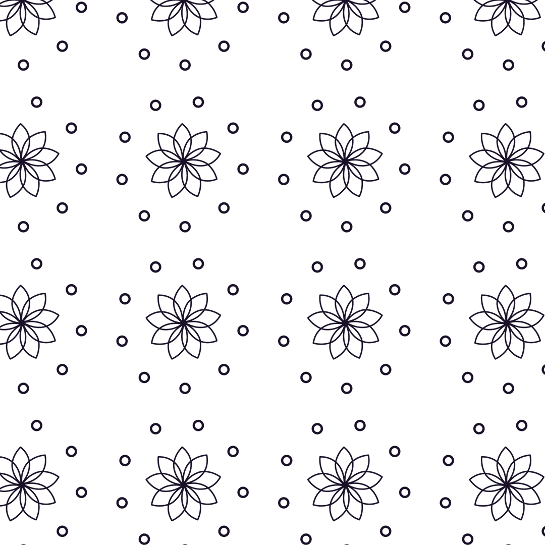 Dark Floral Geometric Pattern on Transparent Background