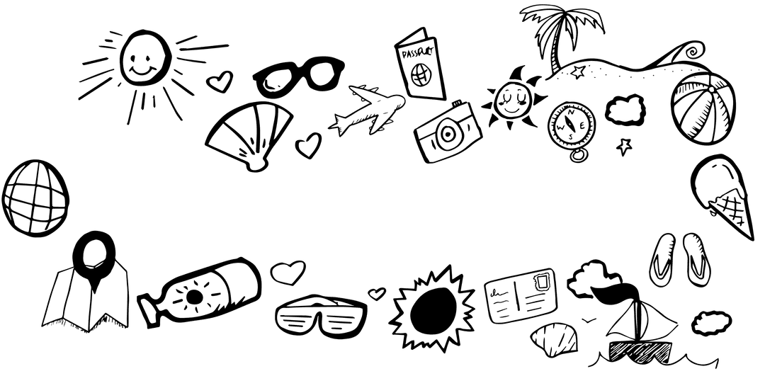 Travel Icons Ensemble on Transparent Background for Creative Use