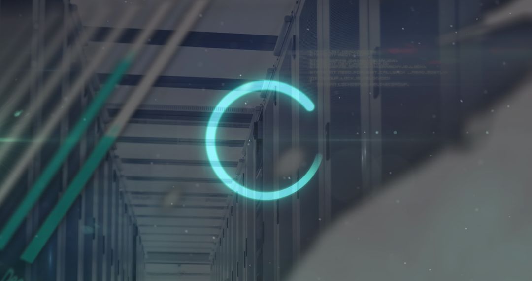 Blue Data Loading Ring in Futuristic Server Room