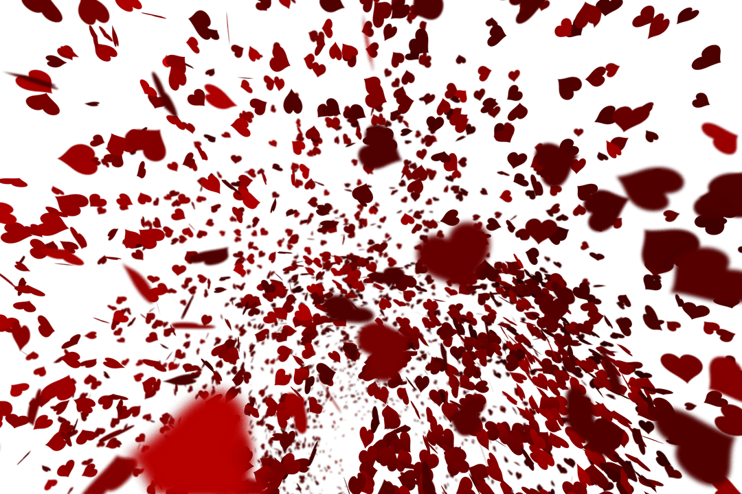 Transparent Red Floating Hearts for Romantic Designs