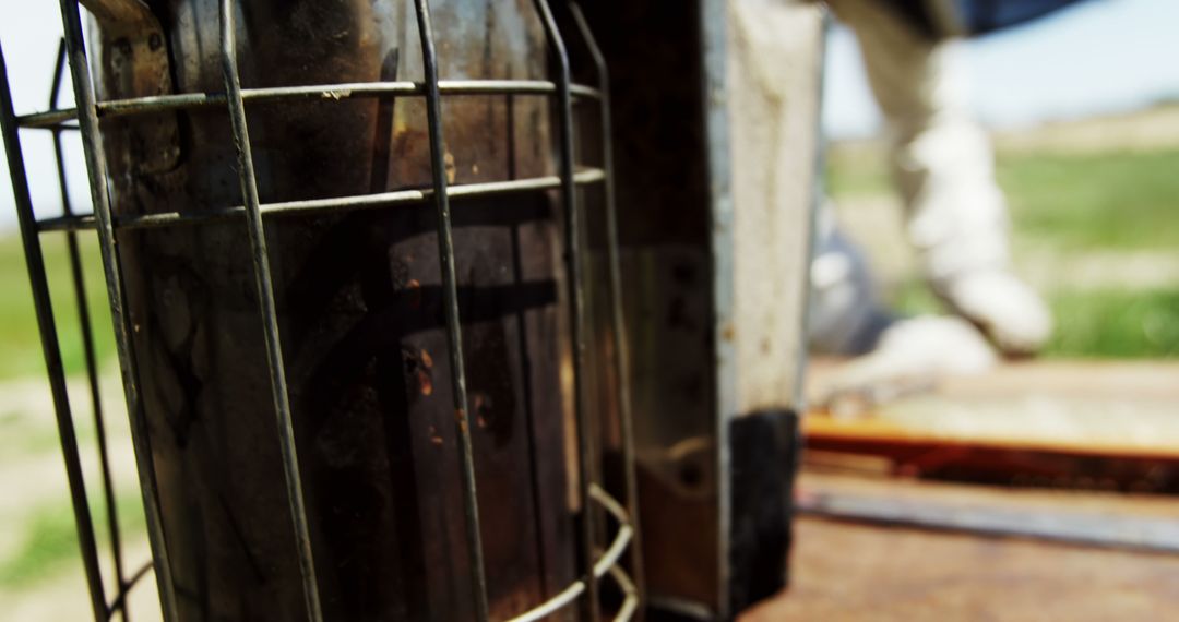 Close-Up of Beekeeping Smoker in Use During Apiary Maintenance with Blurred Background - Free Images, Stock Photos and Pictures on Pikwizard.com