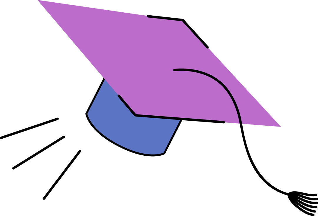 Minimalist Flying Graduation Cap with Transparent Background