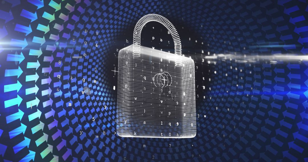 Digital Padlock Signifying Online Security with Rotating Numbers