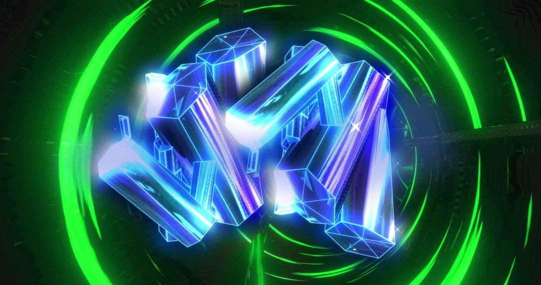 Abstract Glowing Diamonds in Futuristic Digital Tunnel