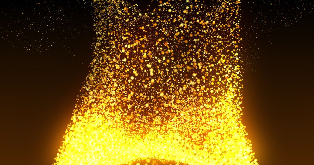 Dynamic Explosion of Golden Particles on Black Background