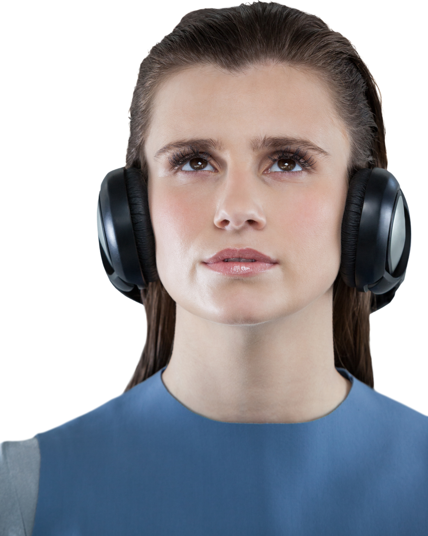 Beautiful Woman Listening To Music On Headphones On Transparent Background - Download Free Stock Images Pikwizard.com